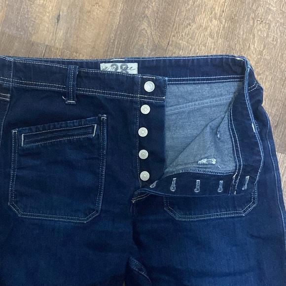 WE THE FREE/FREE PEOPLE WIDE LEG HIGH WAISTED PATCH POCKET SAILOR BAGGY JEANS - Picture 7 of 10